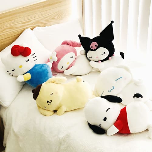 MORIPiLO Kuromi Body Pillow, Sanrio Characters, Sleeping Pillow (M), Approx. 45cm, Skin-Friendly Micro Fabric, Large Plush Toy, Black, by Morishita Ma