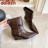 Fashion Fashion Pointed Toe Women Ankle Boots With Wedges Shoes Slip On Footwear Ladies Short Modern Boots Female Wedges Shoes