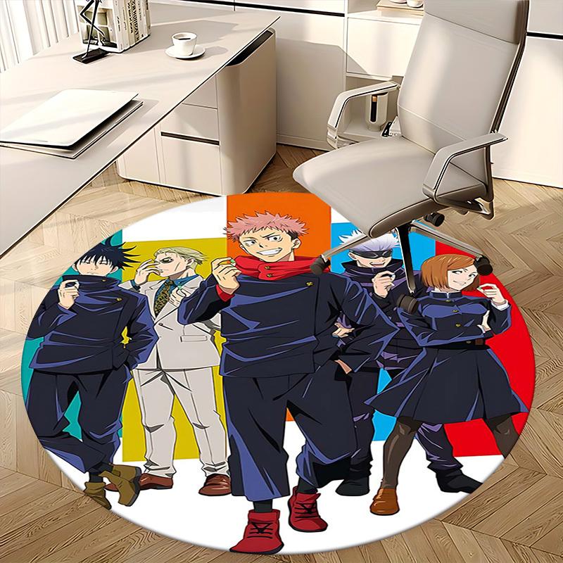 1pc Anime Cartoon Design Round Carpet  Office Chair Mat, NonSlip Rug for Home Decor