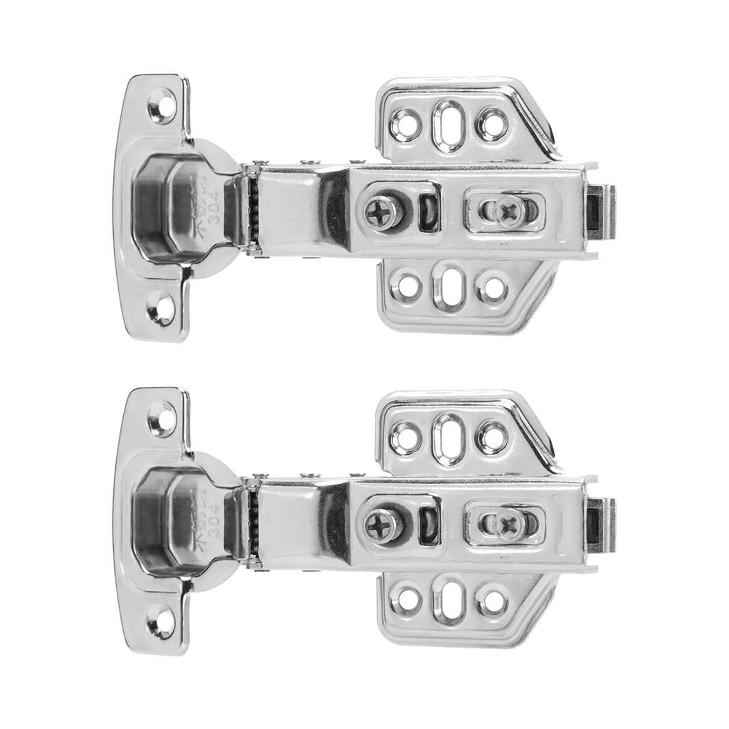 2Pcs Cabinet Hinges Stainless Steel 2.0mm Thick Thicken Base Electroplating Bright Wardrobe Hinge for Kitchen Bathroom