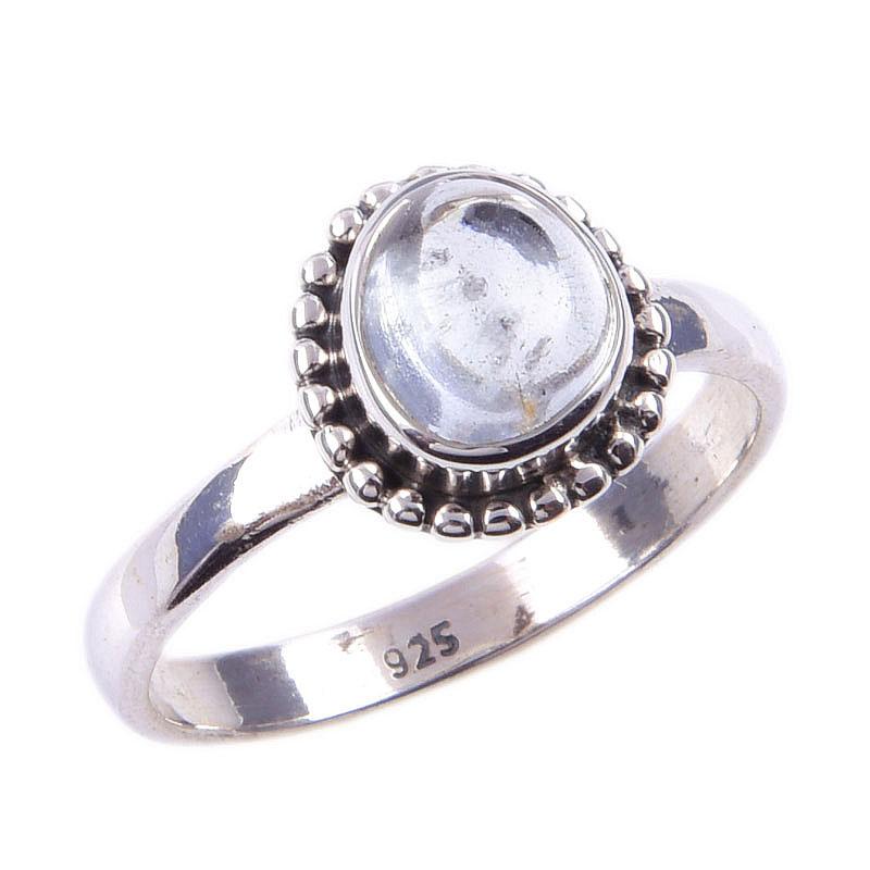 Natural Aquamarine Gemstone Handmade 925 Solid Sterling Silver Ring Size 6 G7r35