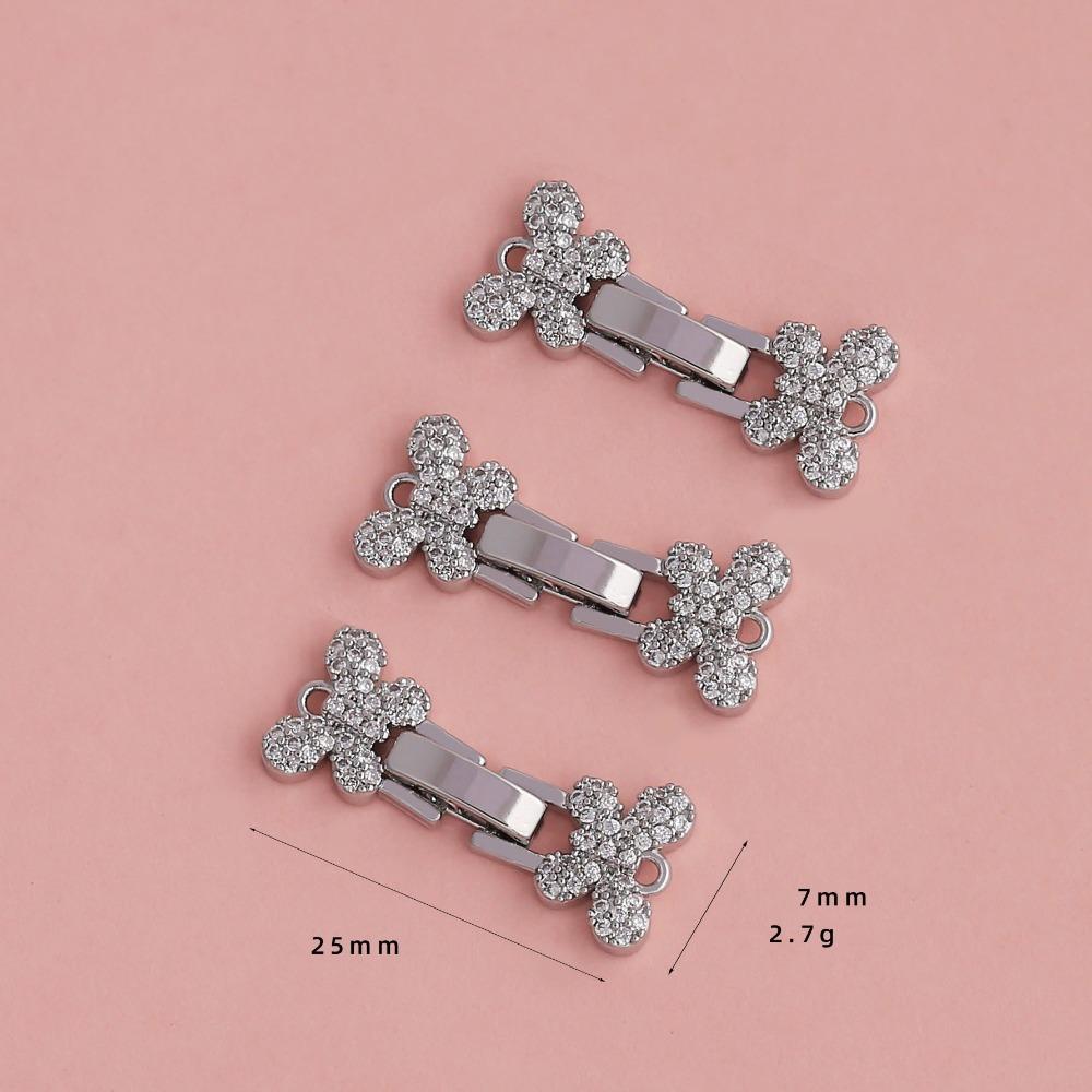 4PCS Inlaid Zircon Bracelet Clasps Pearl Accent DIY Bracelet Findings Pearl Clasps  Jewelry Crafting