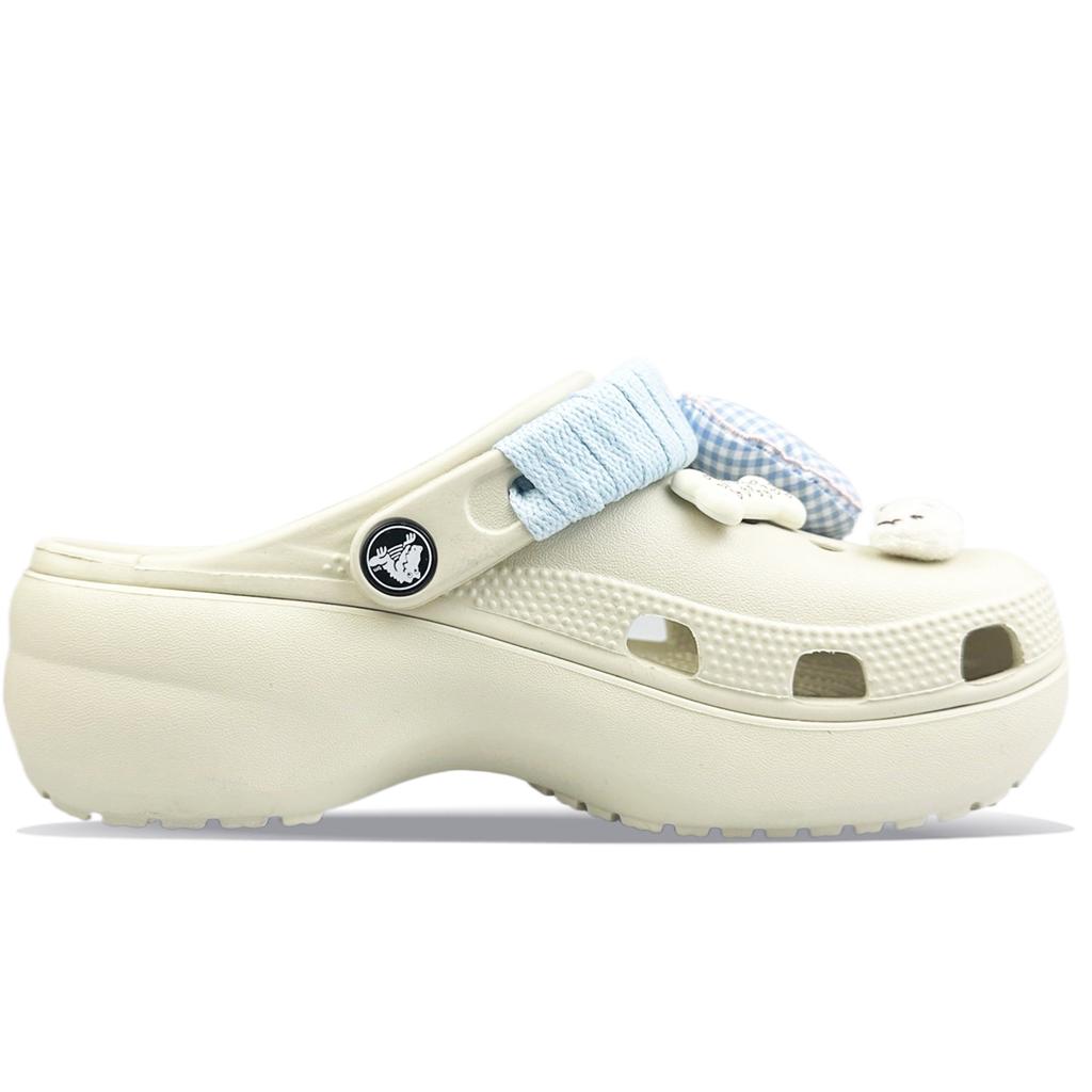 Crocs Classic Platform Clog EVA Eight Stone Made Heartbeating Moment Comfortable Hole Shoes Unisex White