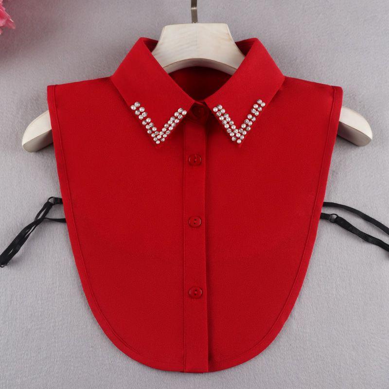 Μόδα Χρώμα Καραμέλας Λευκό Ψεύτικος Γιακάς Πουκάμισο Γυναικείο Ψεύτικος Γιακάς Μισό Πουκάμισο Μπλούζα Ψεύτικος Γιακάς Γυναικείο Πουλόβερ Πουκάμισο Αποσπώμενοι Γιακάδες