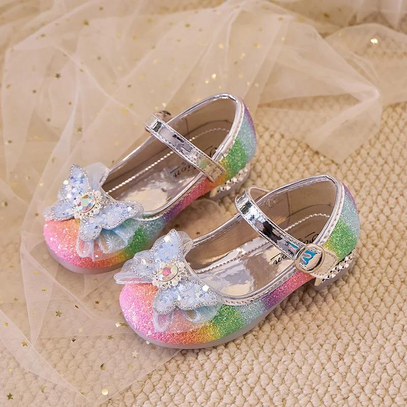 

Spring New Childrern Princess Shoes for Girls Fashion Soft Non-slip Versatile Colorful Elegant Chic Leather Shoes for Party 36