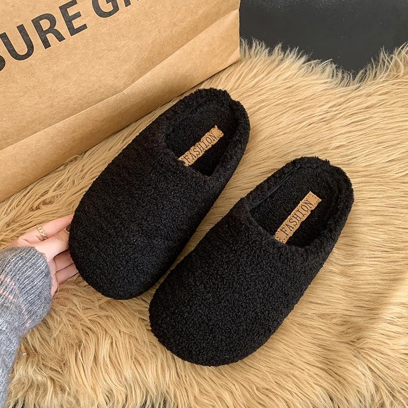 

Internet celebrity belt buckle one pedal high-end sense fluffy shoes women wear 2025 autumn and winter new fairy wind evening cotton drag 40 чорний
