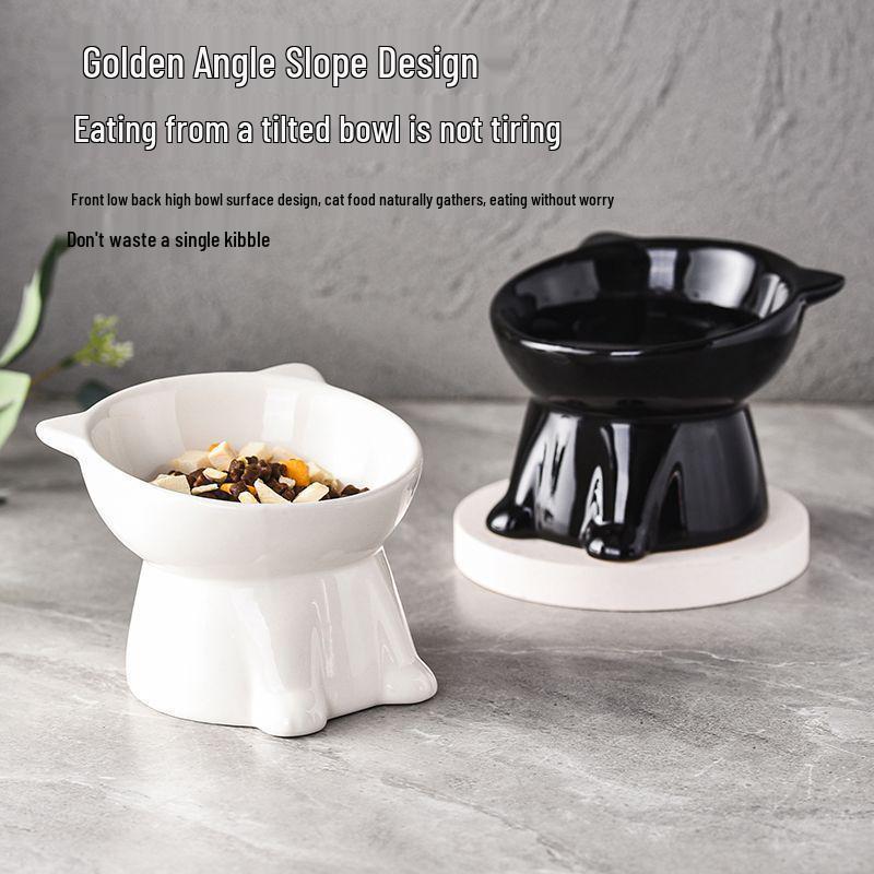 Kippsichere schräge Futternapf für Haustiere: Katzen- und Hundefutter-/Wassernapf mit Nackenschutz