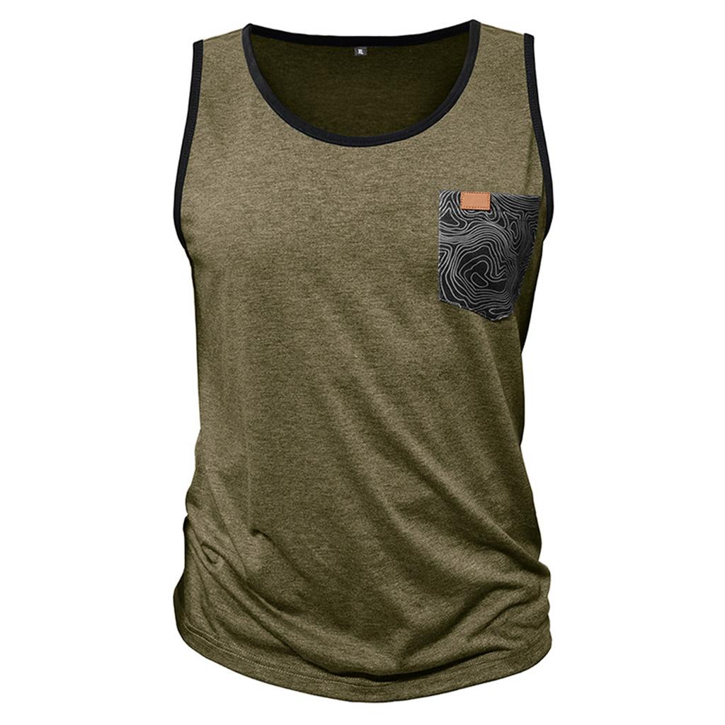 Men's Sport Sleeveless T-shirt Breathable Slim Undershirt Pocket Top Vest
