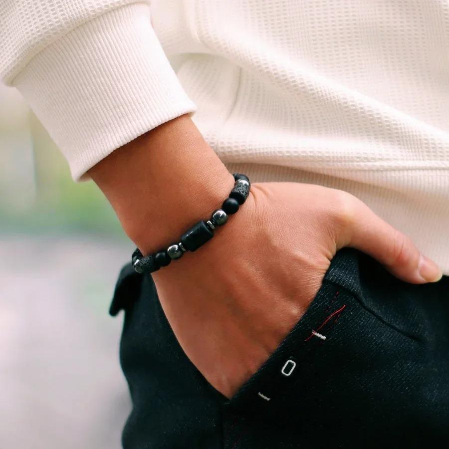 Unique Twelve Constellations Bracelet Men Women Natural Volcanic Rock Onyx Hematite Beaded Healing Braslet Leisure Couple Joias