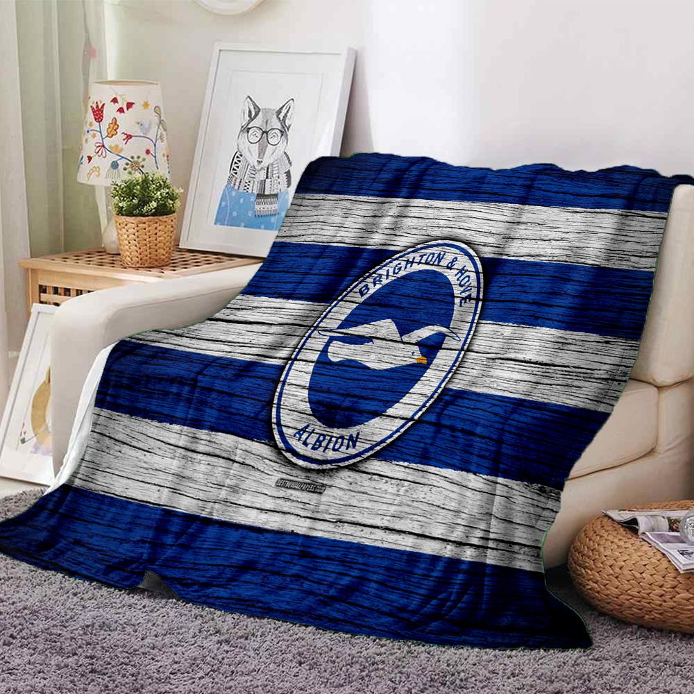 Brighton & Hove football club Flannel Blanket, Soft Polyester, Modern Design, All-Season for Camping, Travel, Gifts for holidays or birthdays