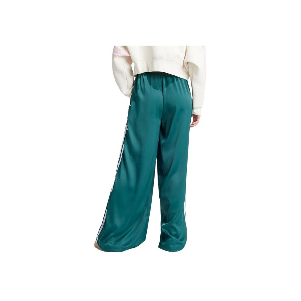 Adidas Originals Logo Stripe High Waist Wide Leg Casual Pants Women Bottoms Green IP2960