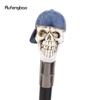 Blue Hat Resin White Skull Head Walking Cane Fashion Decorative Steel Stick Gentleman Elegant Cosplay Cane Knob Crosier 94cm