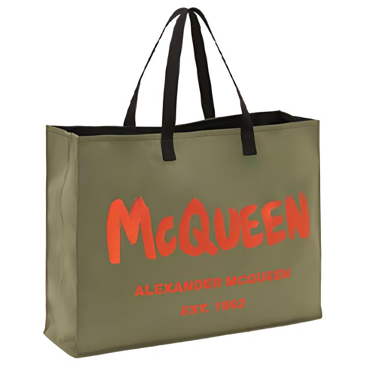 New Alexander McQueen Cotton One Shoulder Handbag Men's Army Green 6628651AABX2868