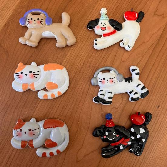 Cartoon Dog Resin Refrigerator Magnet DIY Cat 3D Kitten Puppy Magnetic
