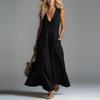 Spring/Summer 2026 Deep V-neck Solid Color Casual Dress with Patch Pockets
