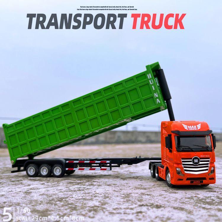 non-toxic Huina 1/50 Scale Diecast Alloy Trucks Model Dump Truck Dump Tank Truck Engineering Car Miniature Cars Children Toys for children Kid