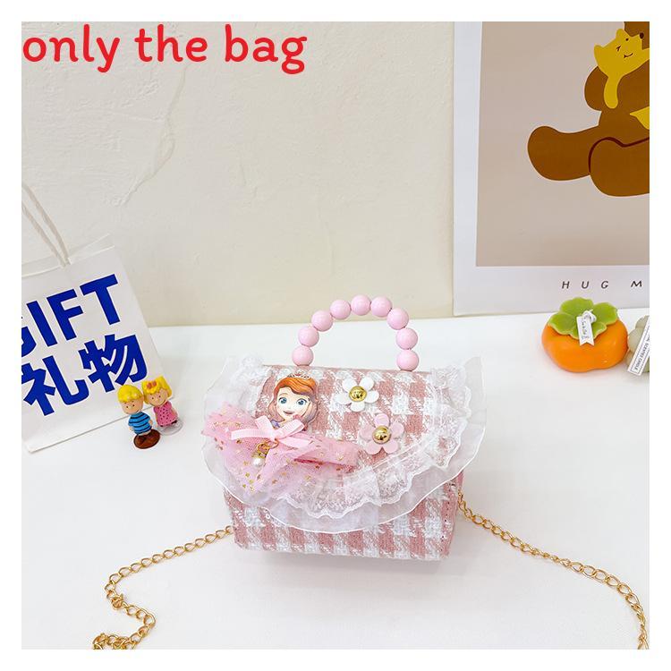 Childrens Cartoon Pattern Pu Shoulder Bag With Artificial Pearl Bow And Flower Decoration For Daily Casual Wear