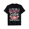 Oldest Sister I Make The Rules Floral Graphic TShirt Soft Cotton Casual Tee for Women