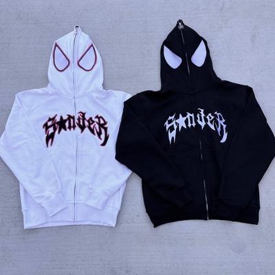 Street Hoodie Spider Punk Zipper Hoodie Extra großes Muster Sweatshirt Gothic Harajuku Herren- und Damenbekleidung