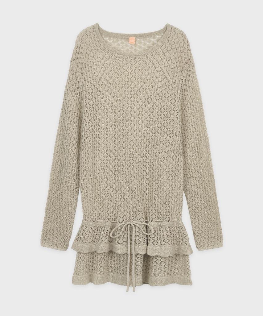 SINOON Openwork Knit Pullover (Beige)