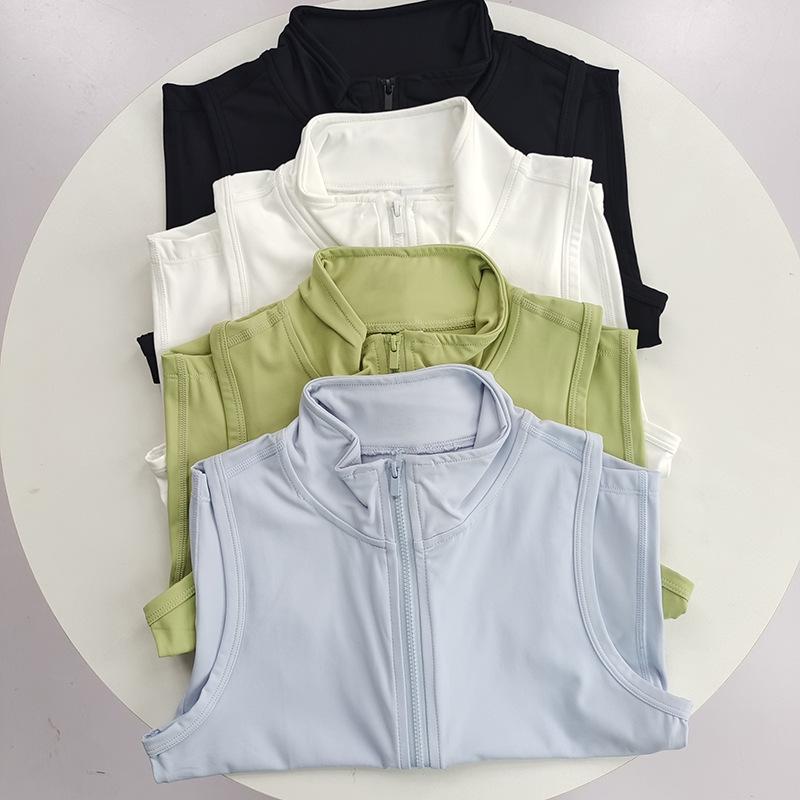 Gilet Sportivo da Donna Senza Maniche con Collo Rialzato ad Asciugatura Rapida per Corsa, Fitness e Yoga