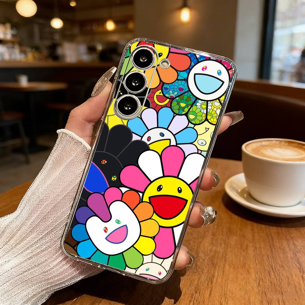 Vibrant Pop Trend M-MurakamiS Art Phone Case For Samsung Galaxy S24 S25 S23 S22 S21 Plus S24 S25 Transparent Cover Case