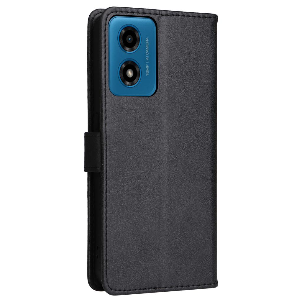 For Motorola Moto E14 4G/G04 4G/G04s 4G/G24 4G Case Solid Color Leather Mobile Cover Wallet Stand with Strap
