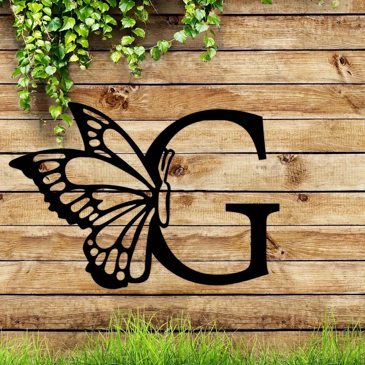 1 шт. Металлический знак с монограммой в виде бабочки - все буквы. Металлические — фото 26