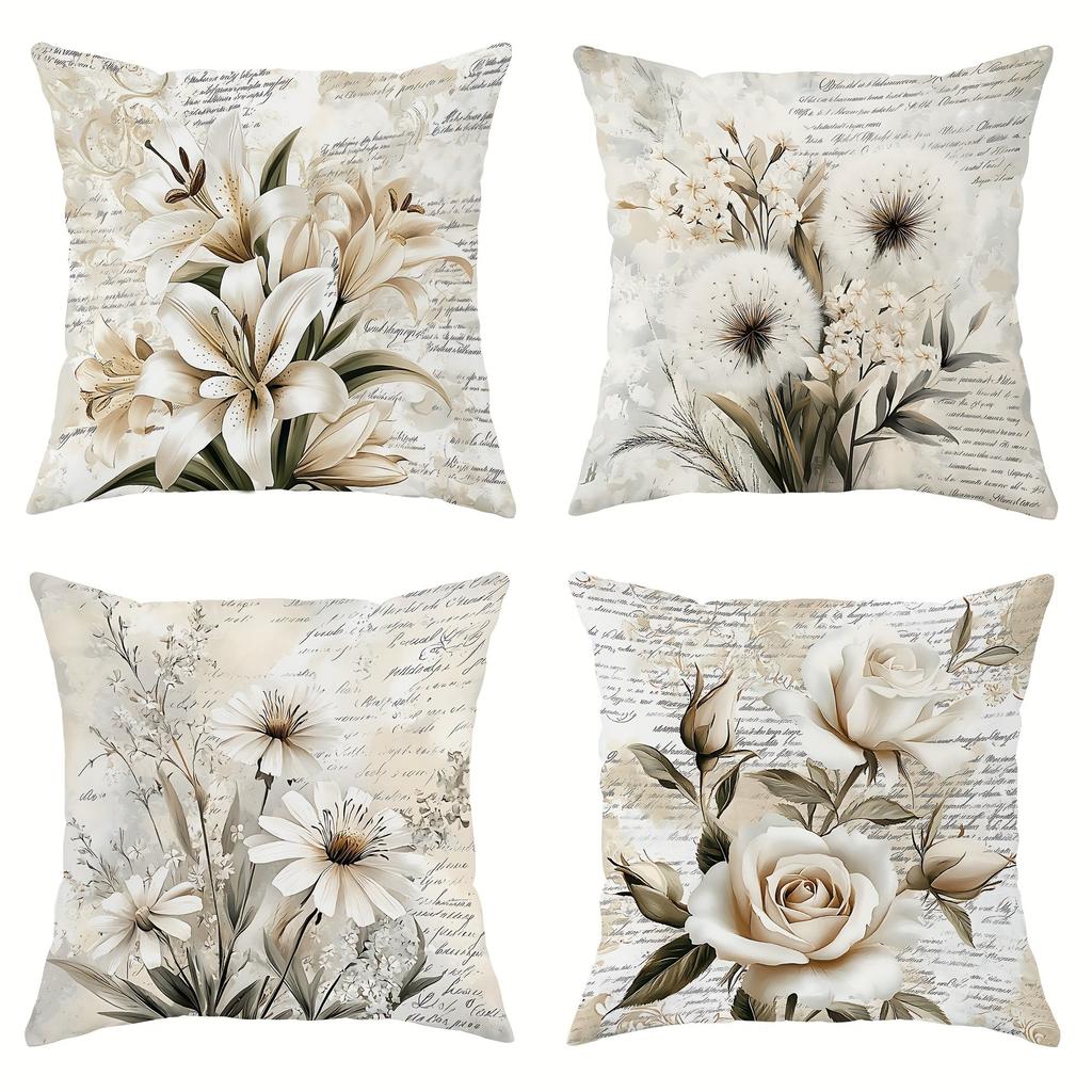 Vintage Floral Script Heritage PillowcasesLiving room sofa cushion cover, soft and comfortable, bedroom room decoration