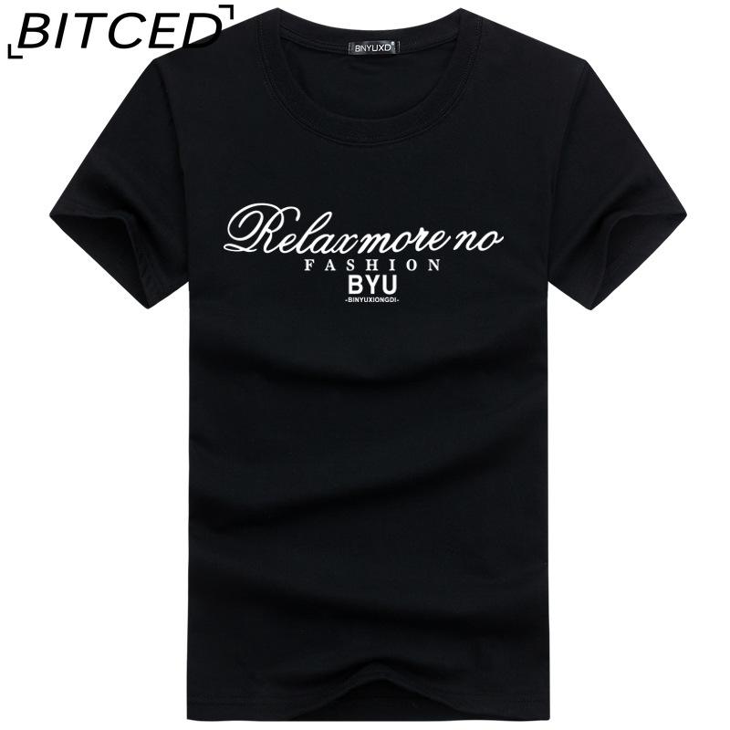 BITCED Kortermet t-skjorte i bomull for menn mote løs halvermet skjorte med trykt medfølende skjorte