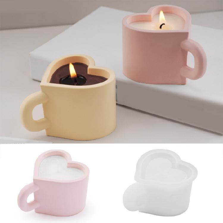 Mehrzweck Silikonform Herz Teetasse Form Zementformen Harz Kerzenbecherform Dekorative Tabletts Formen für Projekte