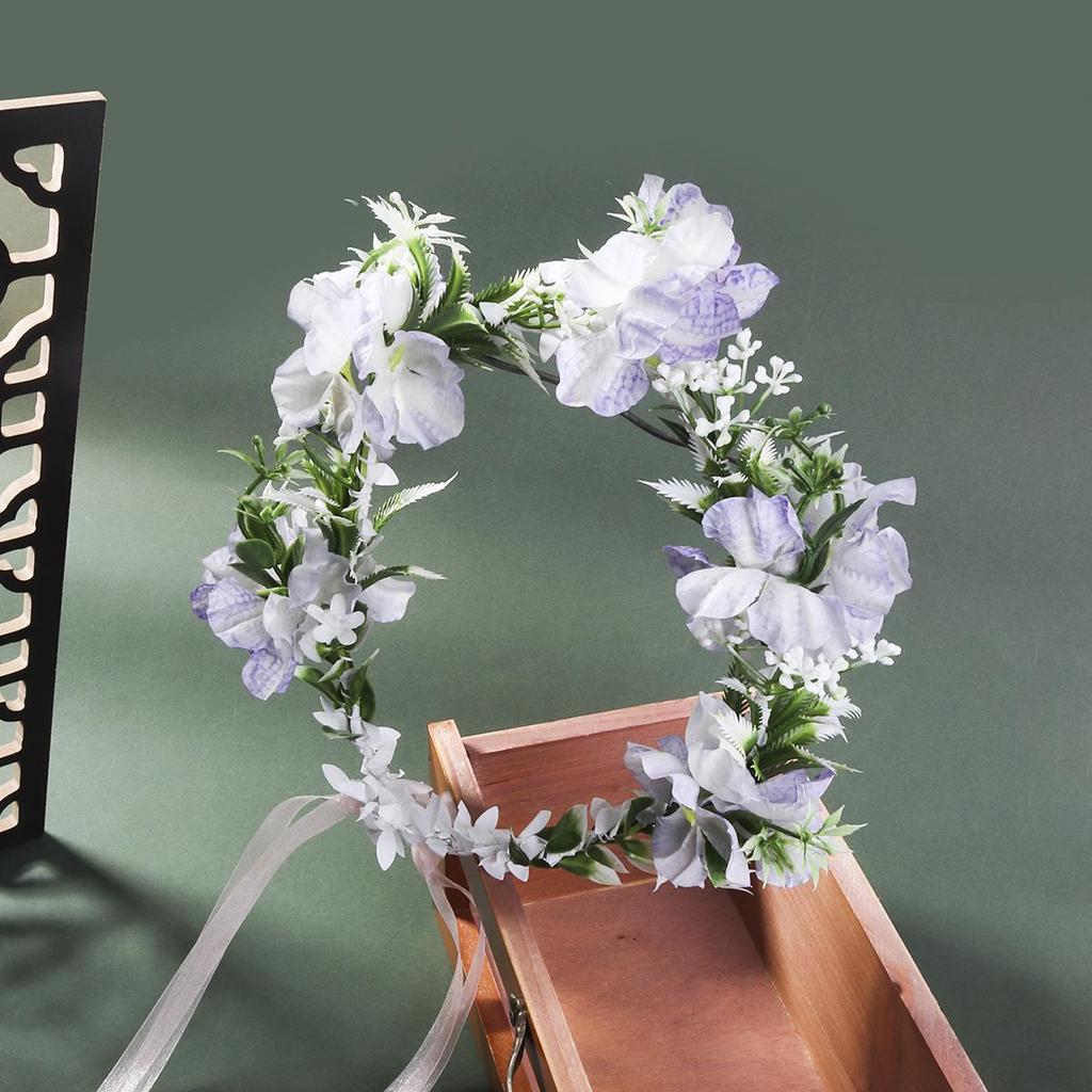 Floral Fabric Wreath Headband for Bridal & Beach Photography