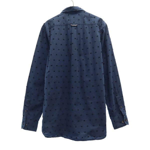 LACOSTE Overall handle Long sleeve Button down shirt 39 blue Cotton shirt Men's Used