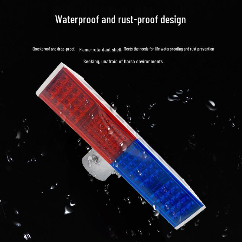 Solar LED Double-Sided Red & Blue Warning Light for Night Road Construction