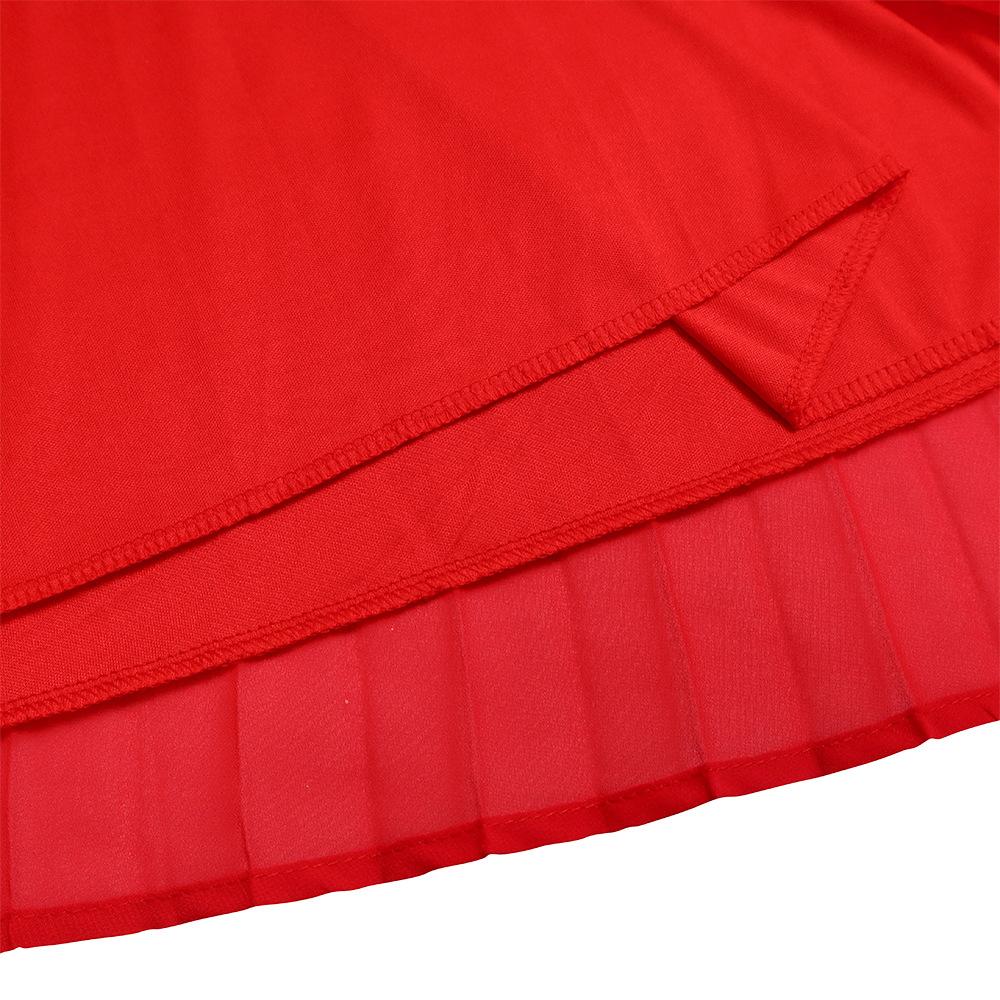 JKASHDK Abiti casual a vita alta con scollo a maniche lunghe con stampa tinta unita primavera autunno moda donna