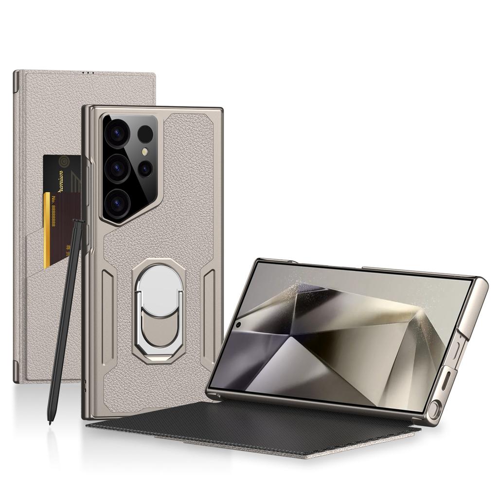Suitable for Samsung S24ultra Mobile Phone Case Flip Leather Case Rotating Magnetic Ring Bracket S23ultra Protective Case