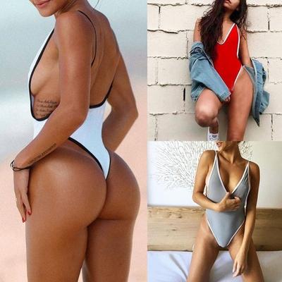 Thong Swimwear Women 2017 One Piece Swimsuit Bodysuit Bikini High Cut Swimming Suit For Women Monokini Deep V Neck Bathing Suit
