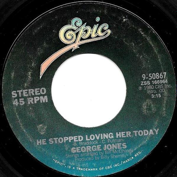 

7inch Record GEORGE JONES - He Stopped Loving Her Today 950867 EPIC 1980 US Country/Folk Used