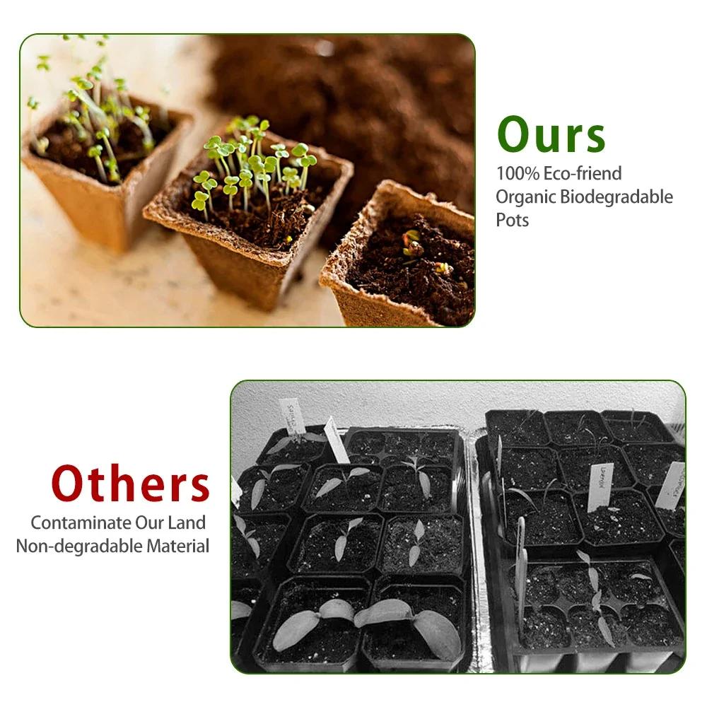 20Pcs Seedling Start Trays with 10 Holes Organic Germination Plant Biodegradable Seedling Peat Pots for Indoor Gardening Tool