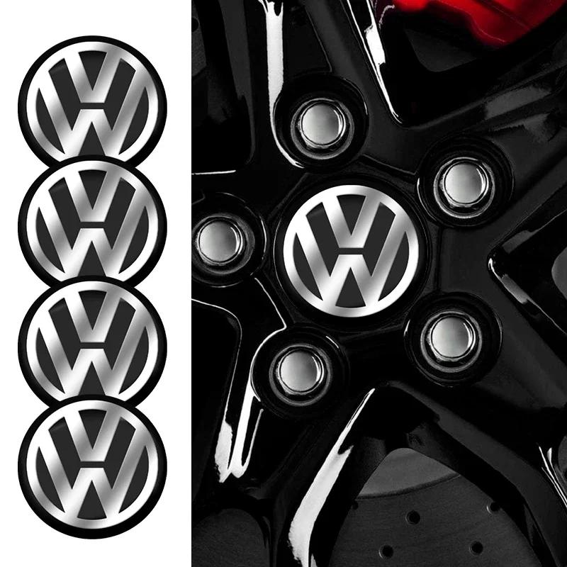 For Volkswagen 4pcs 56mm Car Wheel Center Hub Cap Badge Logo Emblem Sticker Decal For VW GTI Atlas Jetta Touareg Variant Golf Po