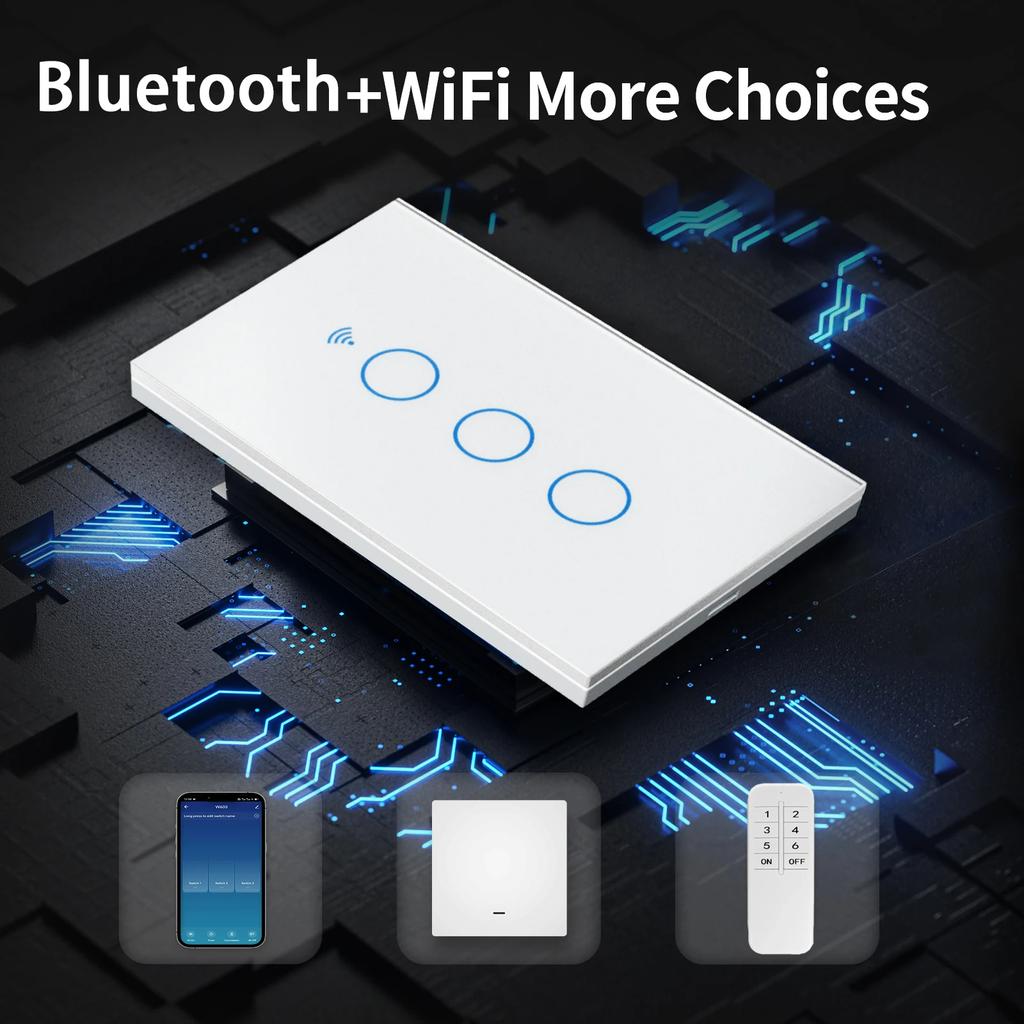 EWelink App Wifi Smarter Schalter Bluetooth RF Alexa Google Sprachsteuerung Neutralleiter/Ohne Neutralleiter Installation Touch Lichtschalter
