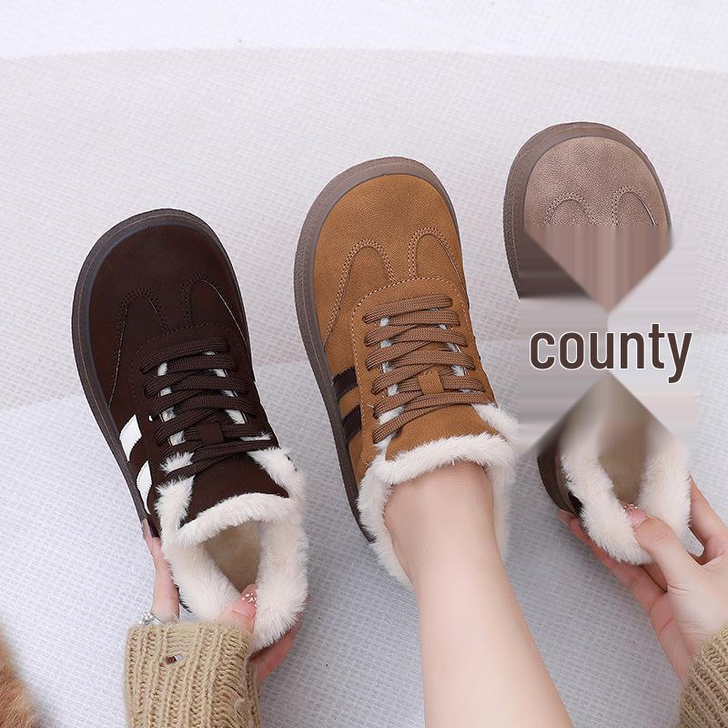 Women's 2025 Winter Retro Fleece-Lined Thick-Soled Ankle Skate Trainer Boots