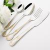 16Pcs Vintage Carved Gold Cutlery Set Western Stainless Steel Dinnerware 4 Colors Flatware Spoon Knife Fork Tableware Kitchen Silverware