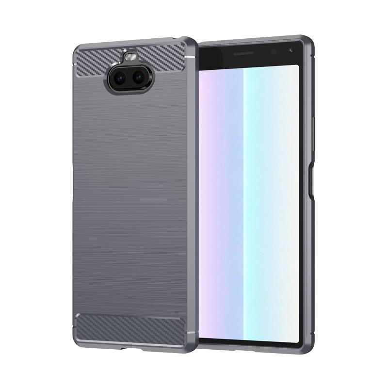 

Suitable Sony8 Drop Resistance Phone Case Xperia8/8Lite Brushed Carbon Fiber Pattern Protective Cover Sony Xperia 8 8 Lite серый