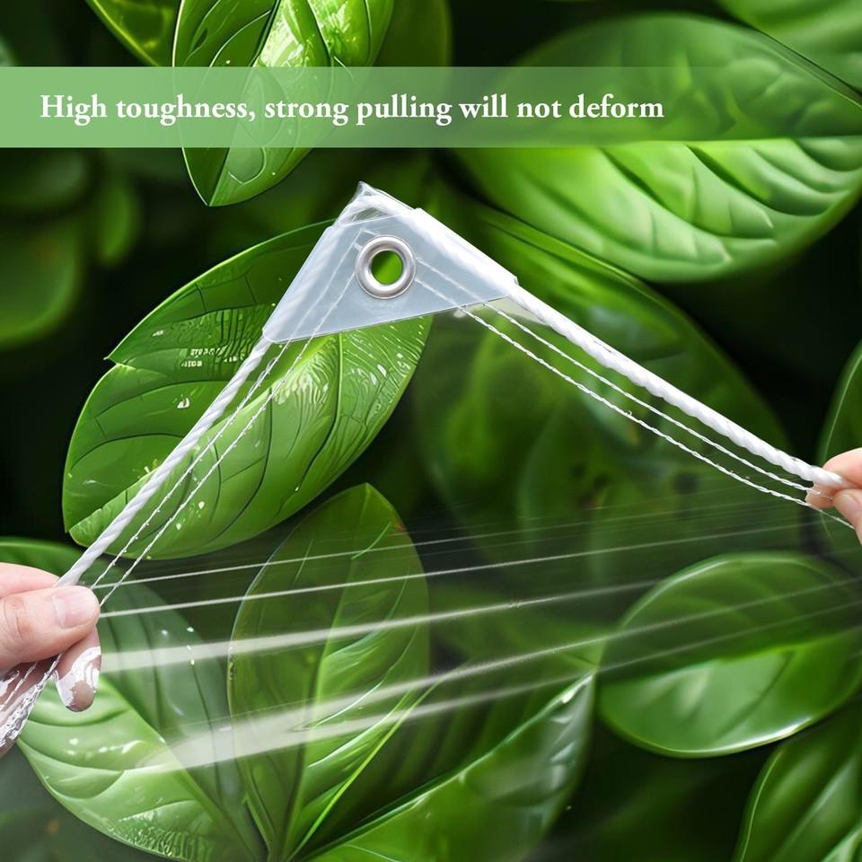 Clear Vinyl Tarp Waterproof PVC Tarpaulin, Transparent Poly Cover for Outdoor, Awning, Canopy, Patio Enclosure