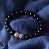 Black Obsidian Lotus Seed & Sunstone Crystal Bracelet - Buddhist Beads Jewelry for Men and Women