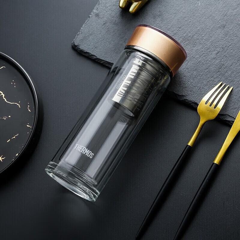 Thermos Double-Layer Tea Infuser Glass Mug