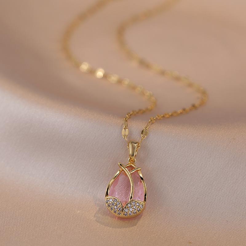Tulip Titanium Steel Necklace - Trendy, Non-Fading, Hypoallergenic Clavicle Chain for Women