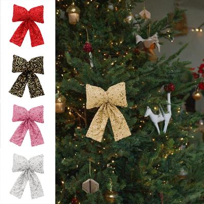 Bow Christmas Tree Decoration Wreath Bow Xmas Decor Craft Supplies For Front Door