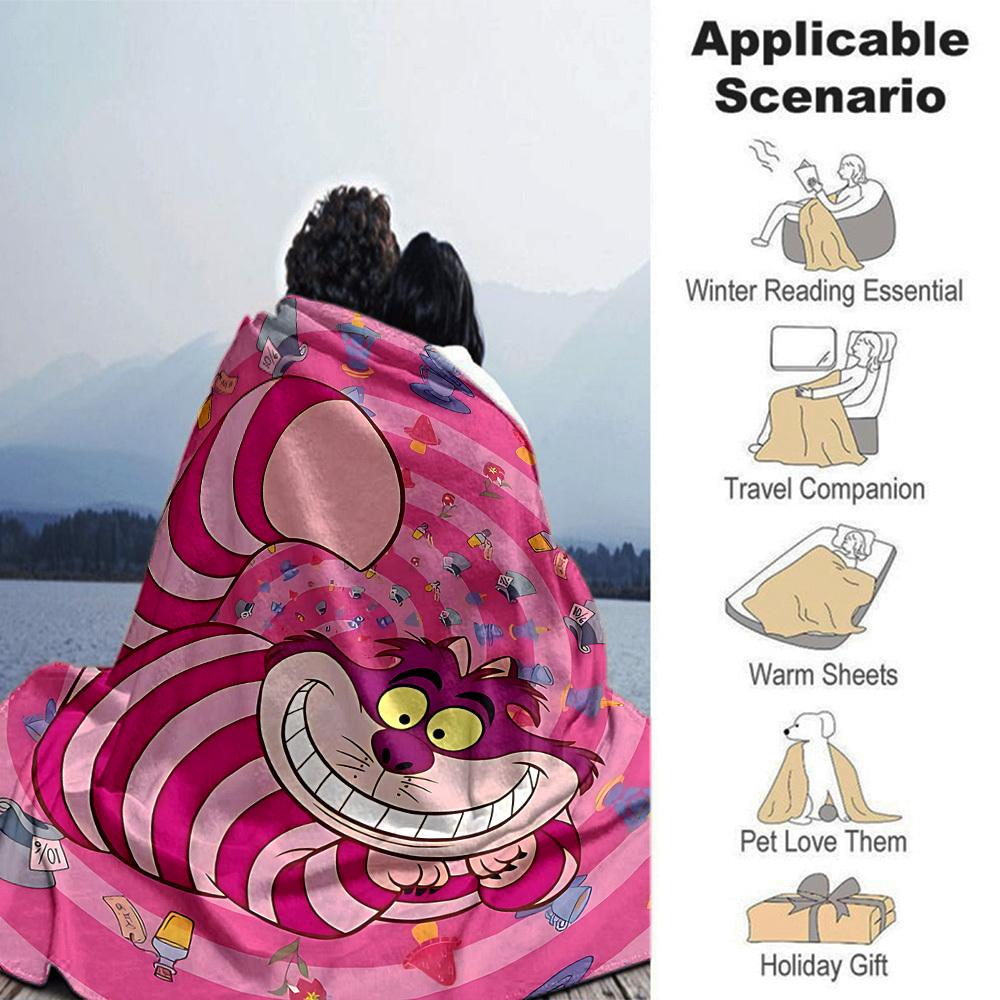 1pc Alice, Wonderland Flannel Blanket Soft Cozy All-Season Throw for Bedroom, Sofa, Camping, Travel, Home Decor1062